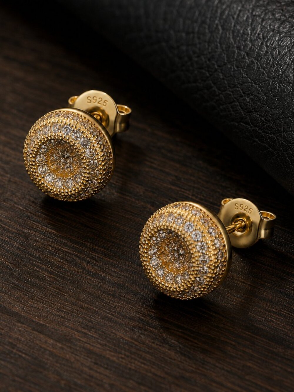 18K Gold Womens 2ct Diamond Stud Earrings New Round 18 K Silver Studs Jewelry